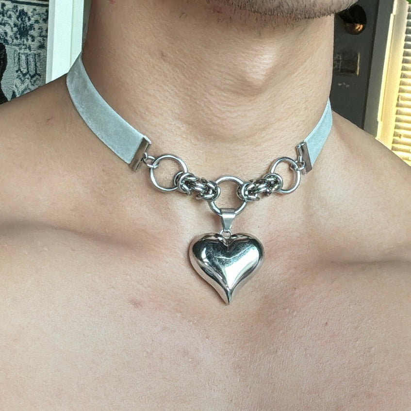 Puffed Heart Ribbon Choker - 14 Colors Available