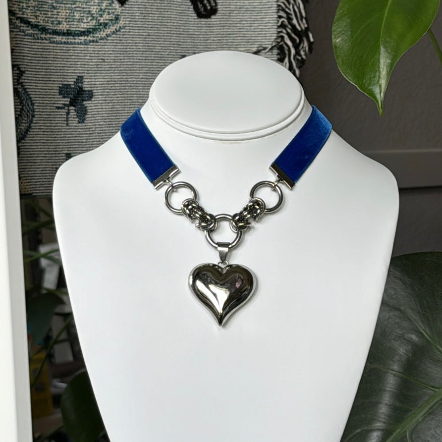 Puffed Heart Ribbon Choker - 14 Colors Available