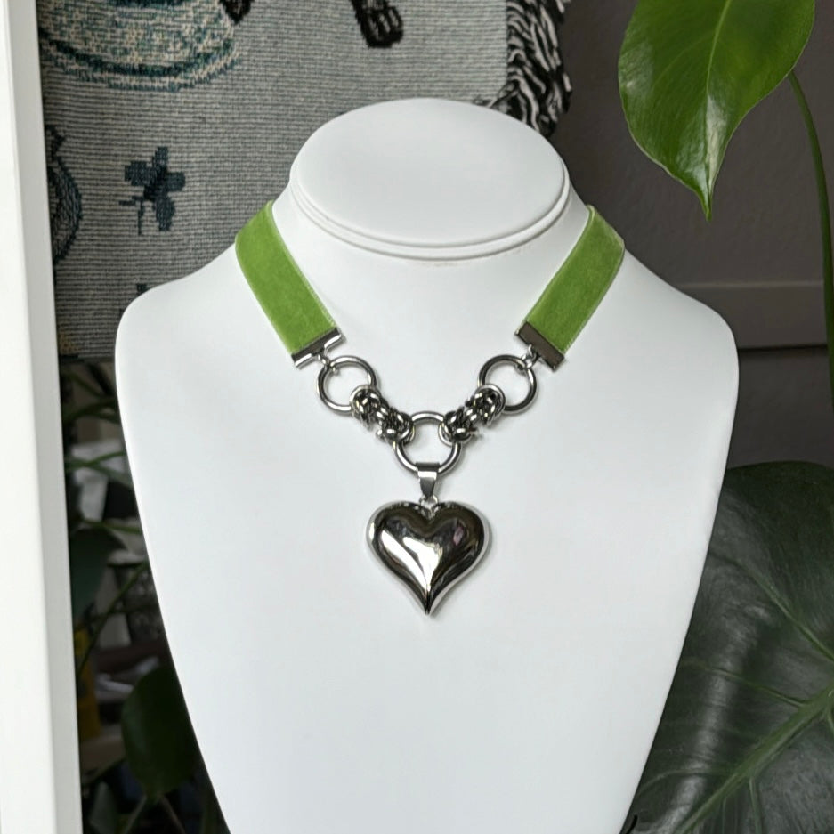 Puffed Heart Ribbon Choker - 14 Colors Available