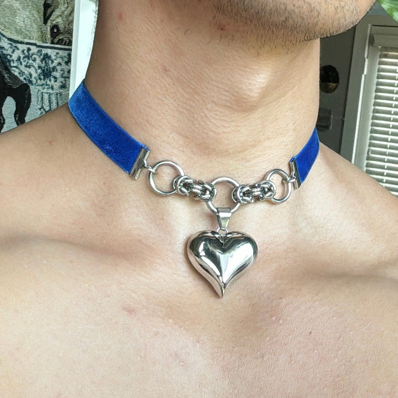 Puffed Heart Ribbon Choker - 14 Colors Available