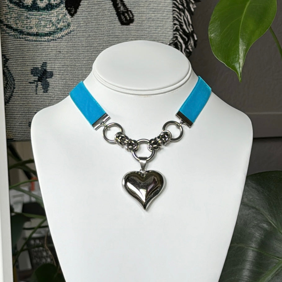 Puffed Heart Ribbon Choker - 14 Colors Available