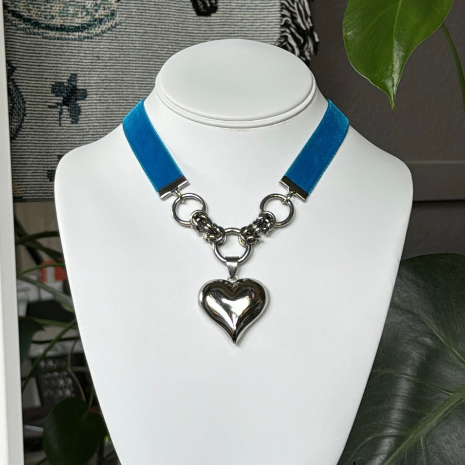 Puffed Heart Ribbon Choker - 14 Colors Available