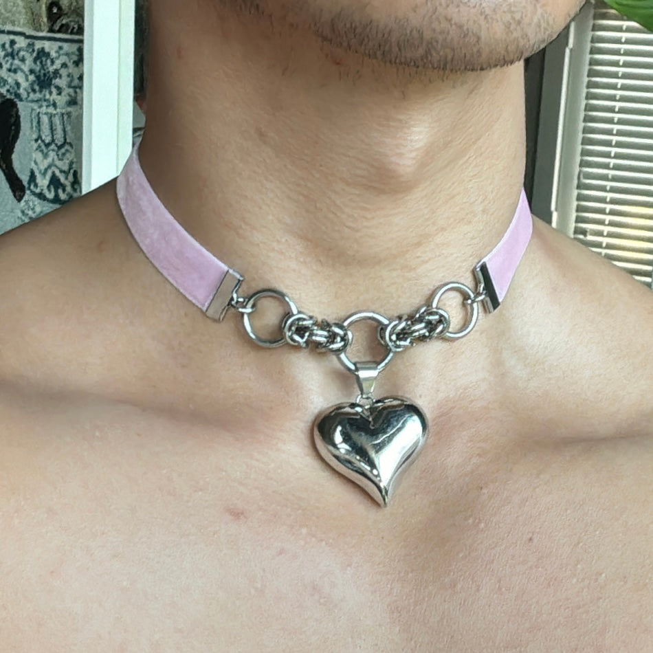 Puffed Heart Ribbon Choker - 14 Colors Available