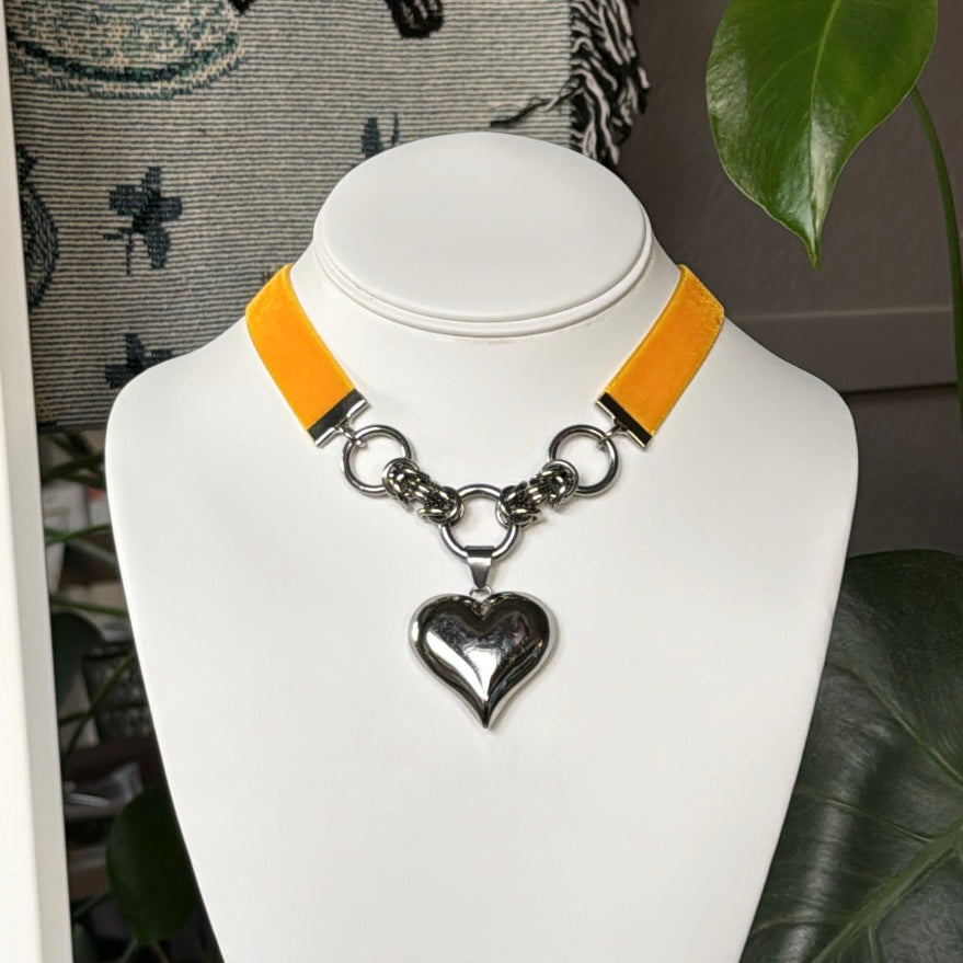 Puffed Heart Ribbon Choker - 14 Colors Available