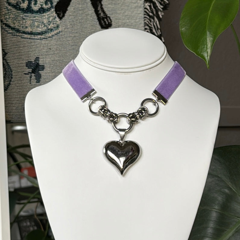 Puffed Heart Ribbon Choker - 14 Colors Available