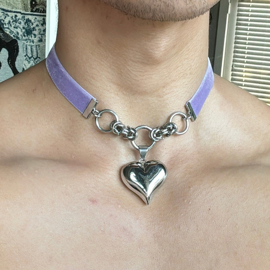 Puffed Heart Ribbon Choker - 14 Colors Available