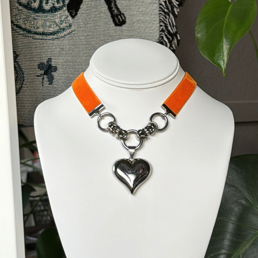 Puffed Heart Ribbon Choker - 14 Colors Available