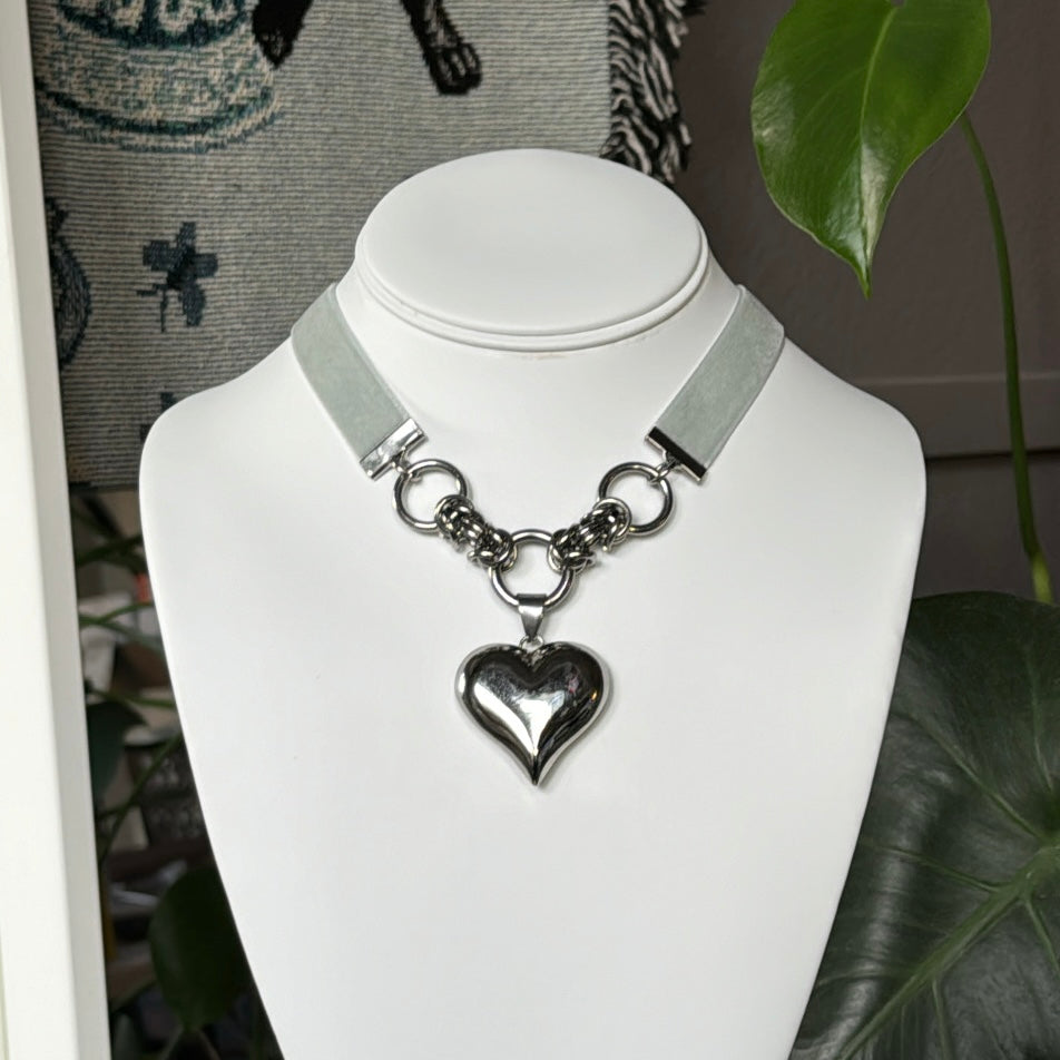 Puffed Heart Ribbon Choker - 14 Colors Available