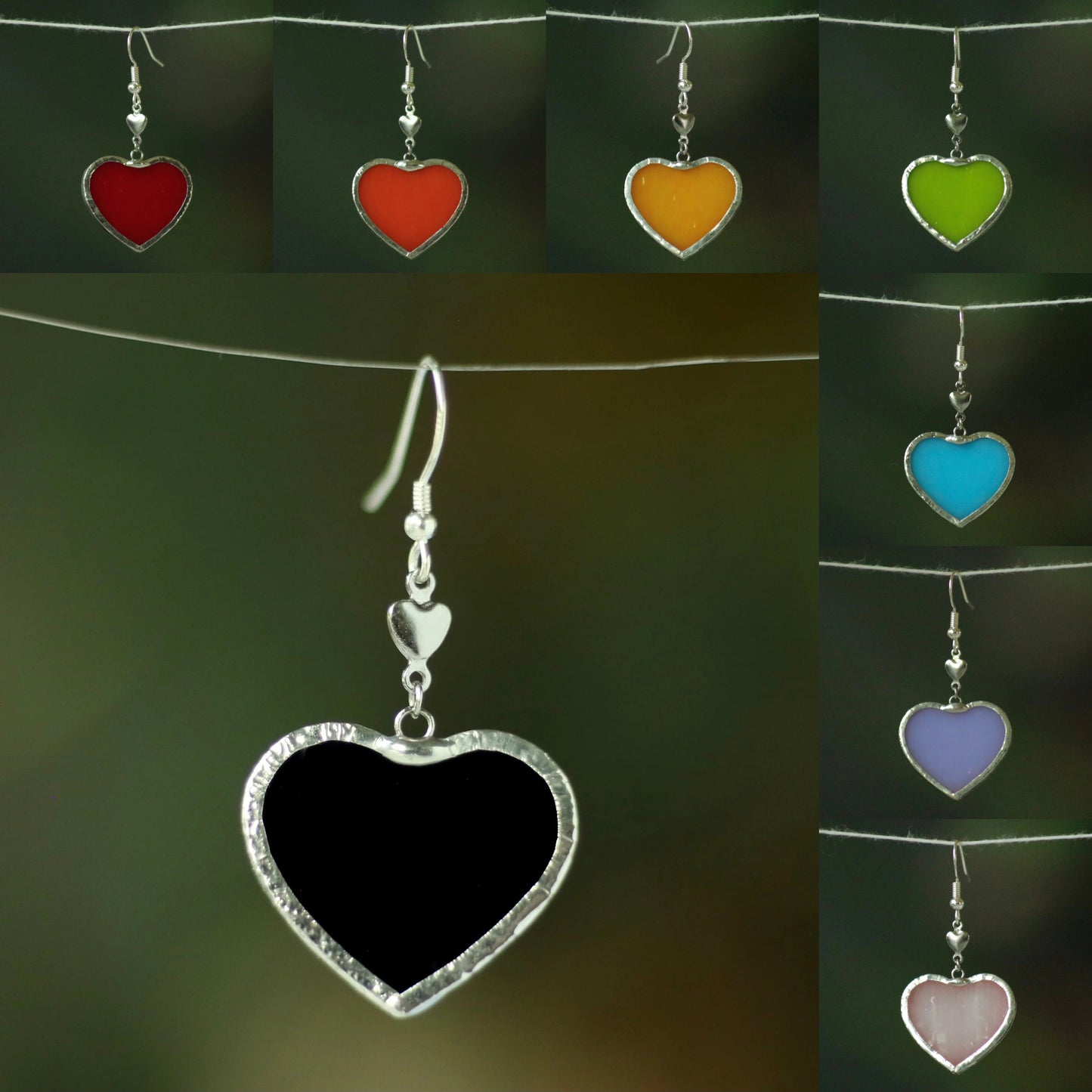 Heart Earrings - 8 Colors - Single or Pair - Made to Order