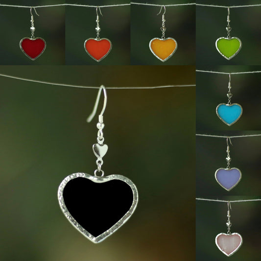 Heart Earrings - 8 Colors - Single or Pair - Made to Order